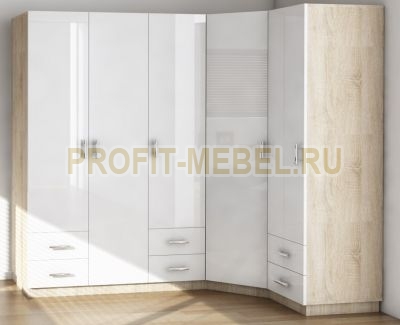 Угловой шкаф с фасадами МДФ, Москва Люкс- 8 по цене производителя 45045 руб. в наличии на 09.05.2024