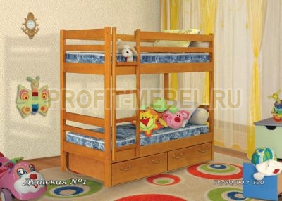 Кровать  двухъярусная из массива сосны Детская № 1 по цене производителя 24145 руб. в наличии на 20.05.2024